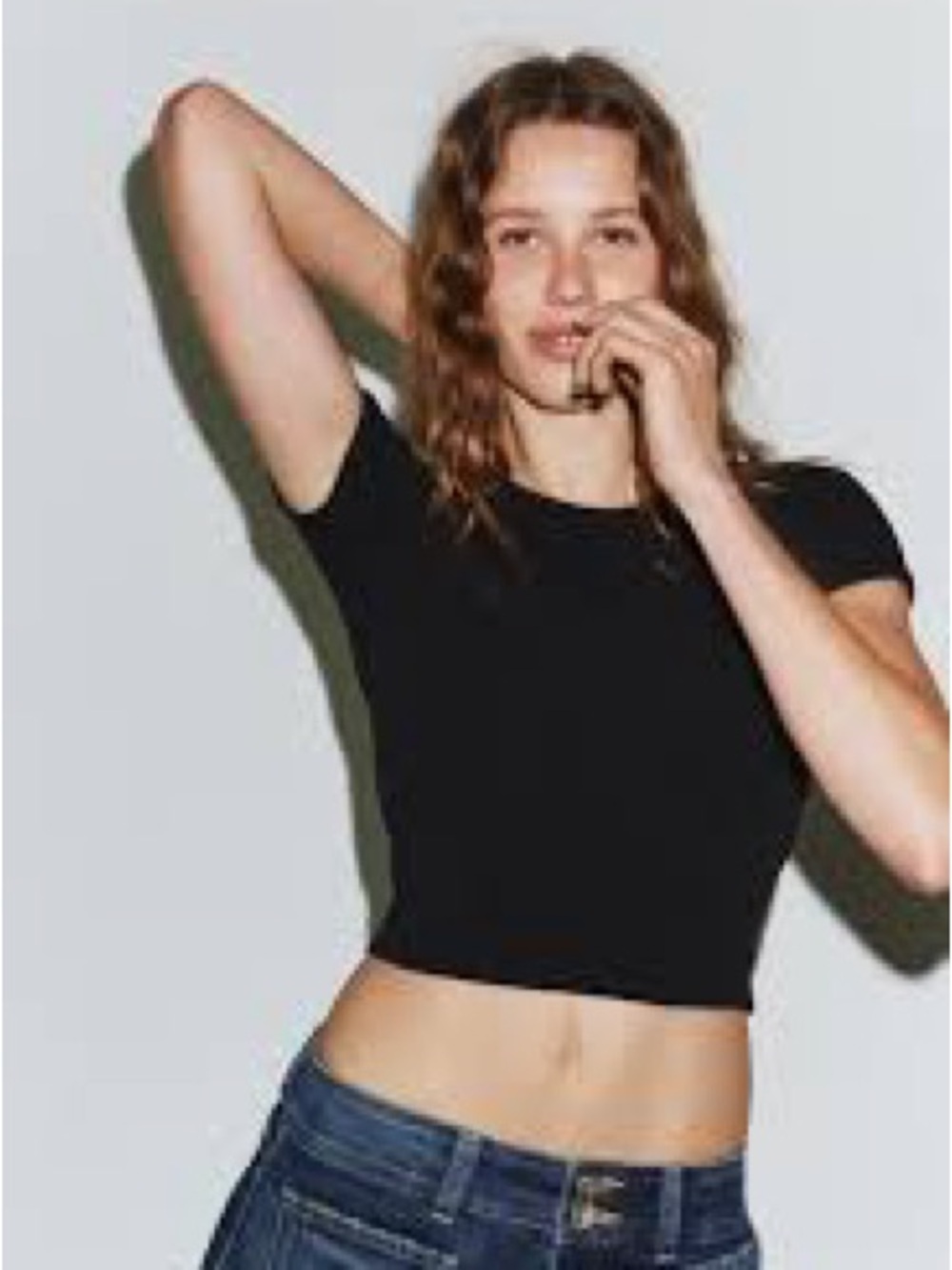 Zara Black Short Sleeve Crop Top 786